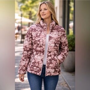 Columbia Women Small WHITE OUT ll OMNI HEAT Jacket Zippered Hand Pockets Pink